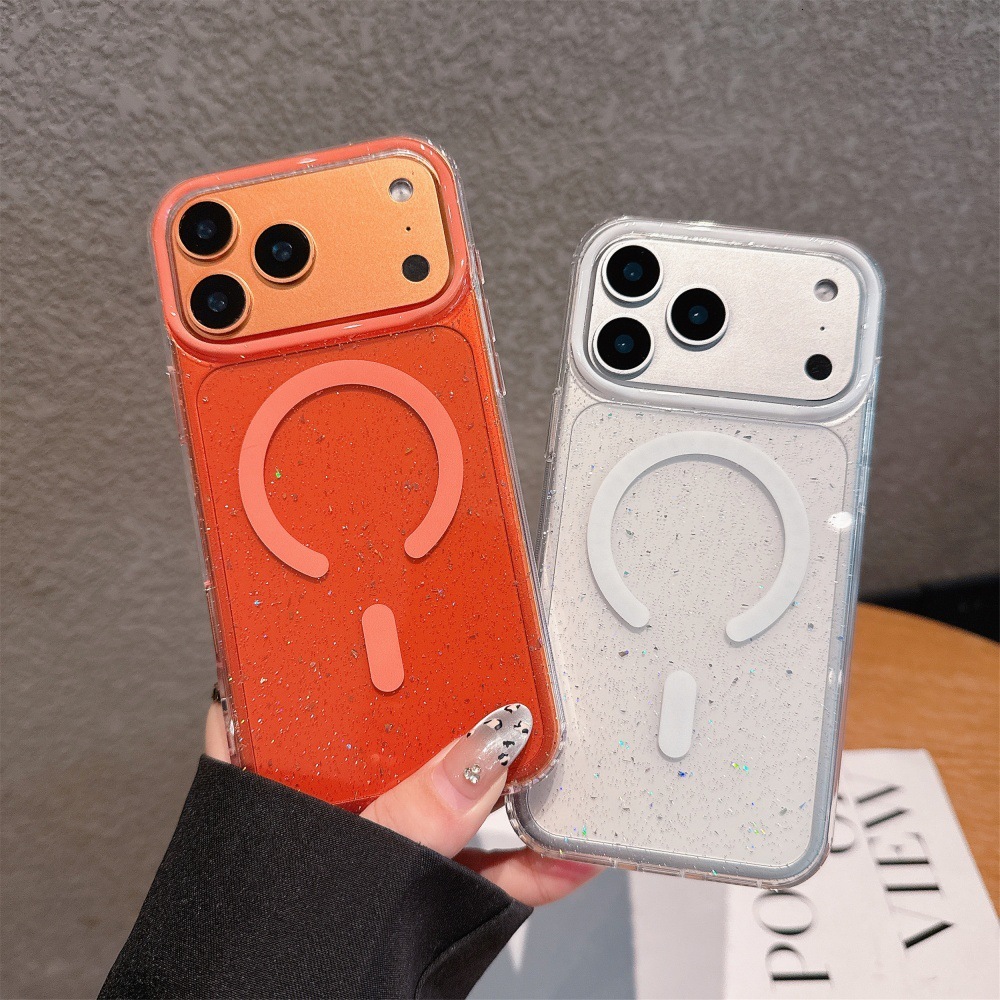 Magnetic Solid Color Phone Case Suitable for iPhone 17 Pro Max Transparent Anti-fall iPhone 16/15 Pro