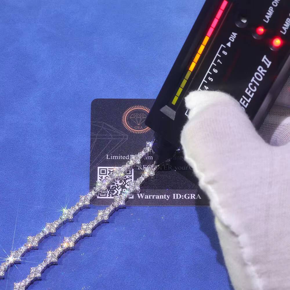 New Design 65mm 925 Sliver VVS Moissanite Tennis Chain Fashion Bracelet with Bling Diamond Flower Shaped for Women Men