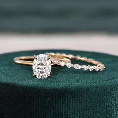 Excellent Quality Luxury Fine Jewelry Wedding Rings Set 18k Gold With Diamond Moissanite Ring