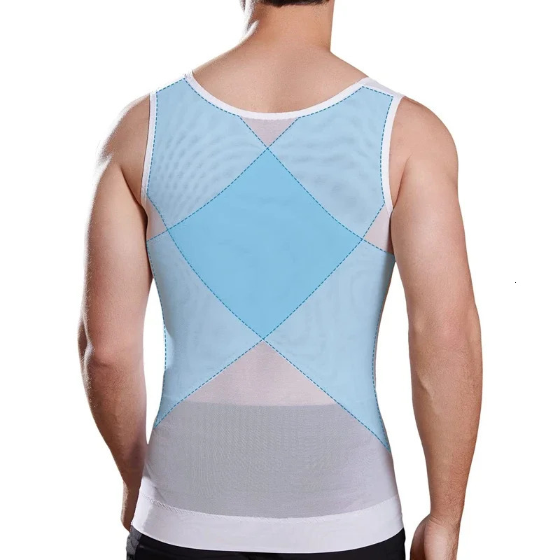 Mens Slimming Body Shaper Vest Gynecomastia Compression Shirts Tummy Control Sleeveless Undershirts Criss Cross Mesh Underwear 250415