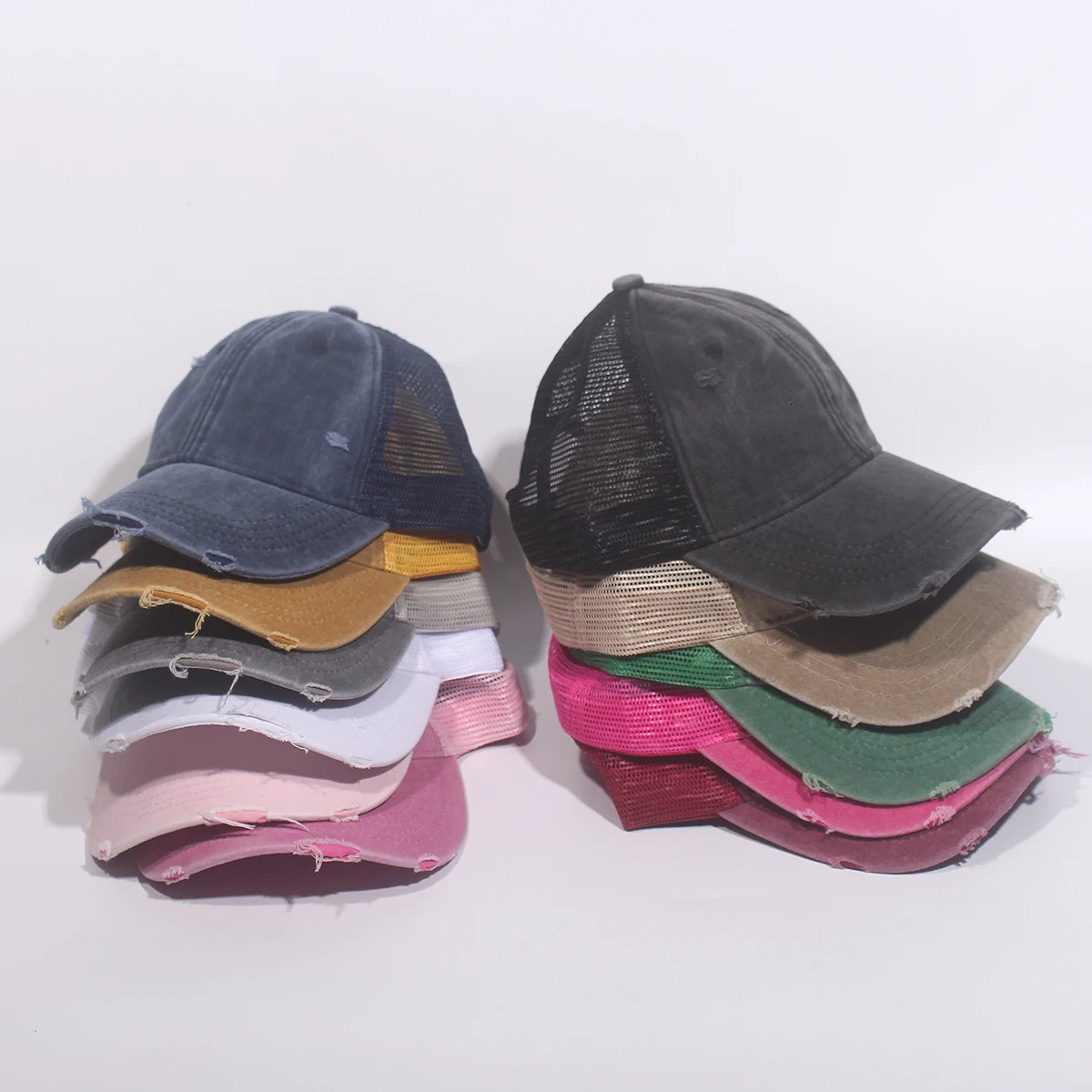 Fashion Solid Mesh Baseball Caps For Men Women Retro Hip Hop Hat Unisex Street Adjustable Sun Visor Caps 250414