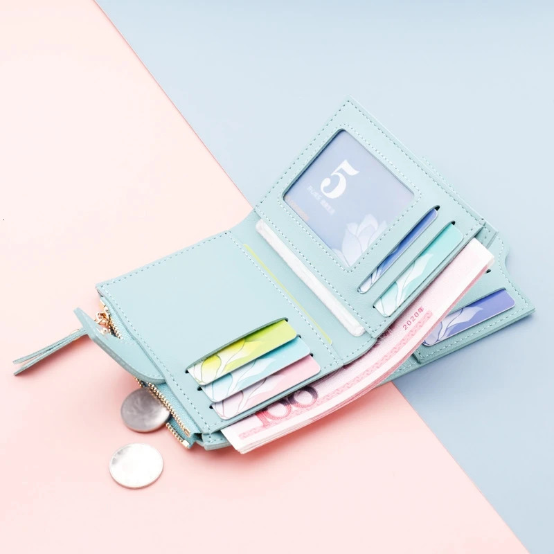 Hassp Womens Wallet Fashion Bag Womens Short Wallet Pu Leather Wallet Womens Currency Small Zipper Coin Pocket Portafoglio Donna 250410