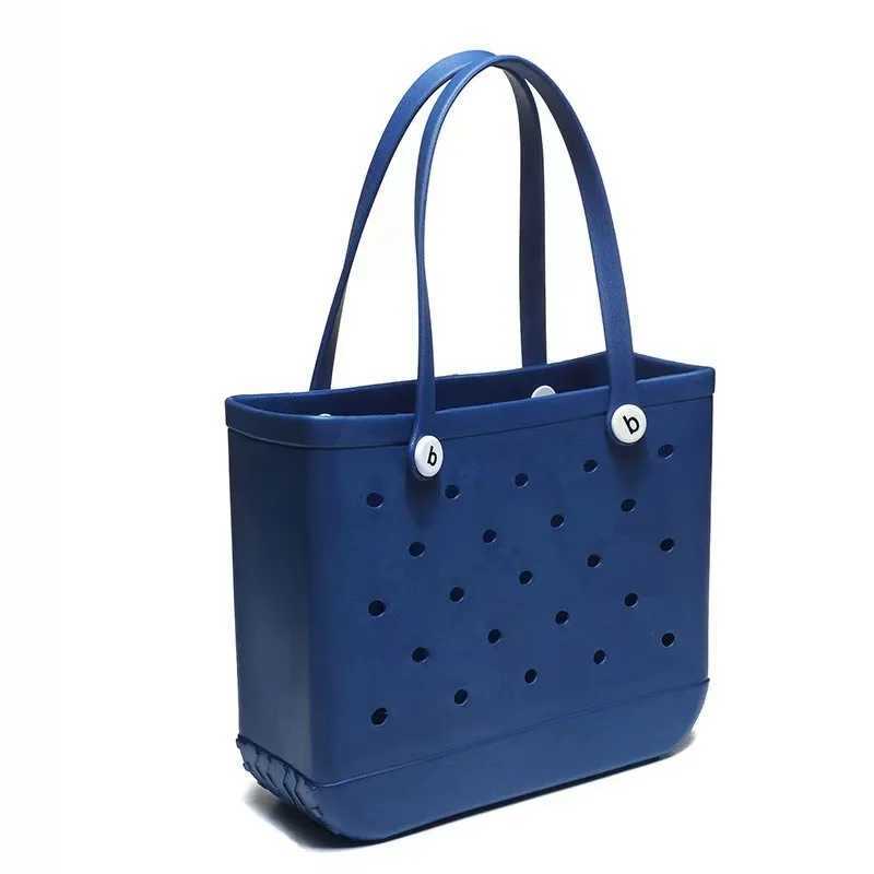 PouchM/L/XL Fashion Beach Bag EVA Rubber Waterproof Storage Basket Travel Shopping Handbag Womens Shoulder Solid Color Handbag W250415