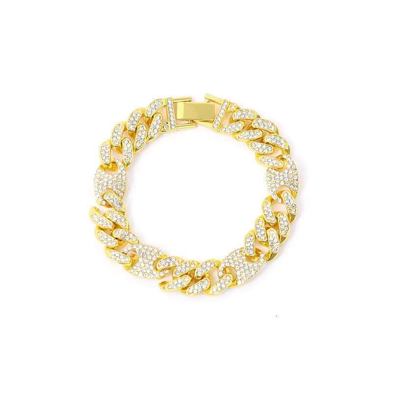 DHcollection DIY Iced Out Men's Jewelry Alloy and Bg Rhie Hip Hop 13mm Width Spliced Miami Chain Bracelet