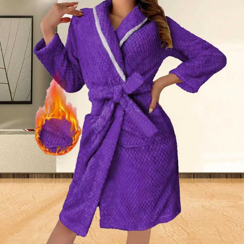 Soft Pajama Fabric Wear Robe Cozy Fleece Flannel Robes for Women Soft Plush Winter Bathrobe Warm Long Sleeve Nightwear Dress C251115
