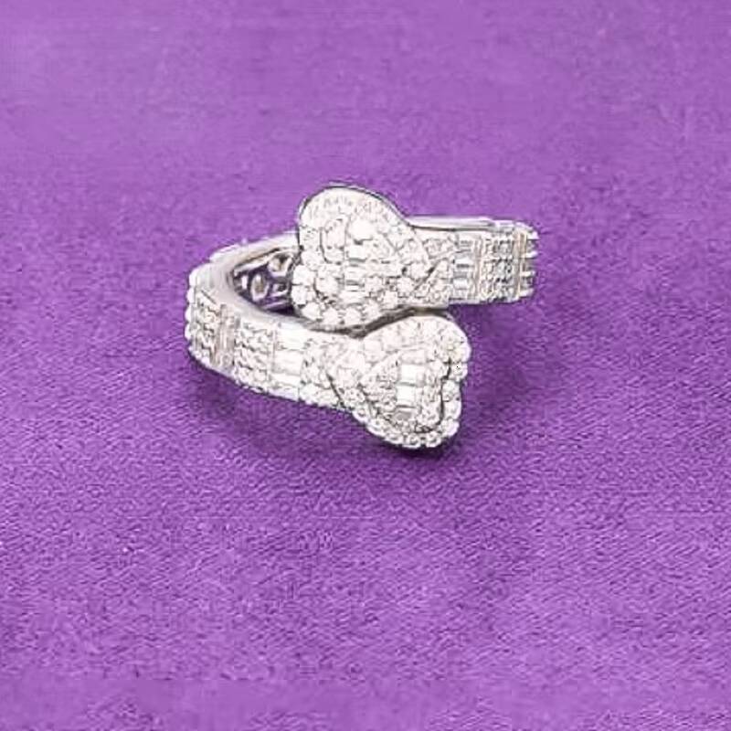 GRA D Color Bling Moissanite Iced Out Mens Cluster Split Baguette Heart Ring With 925 Sterling Silver Pass Diamond Tester