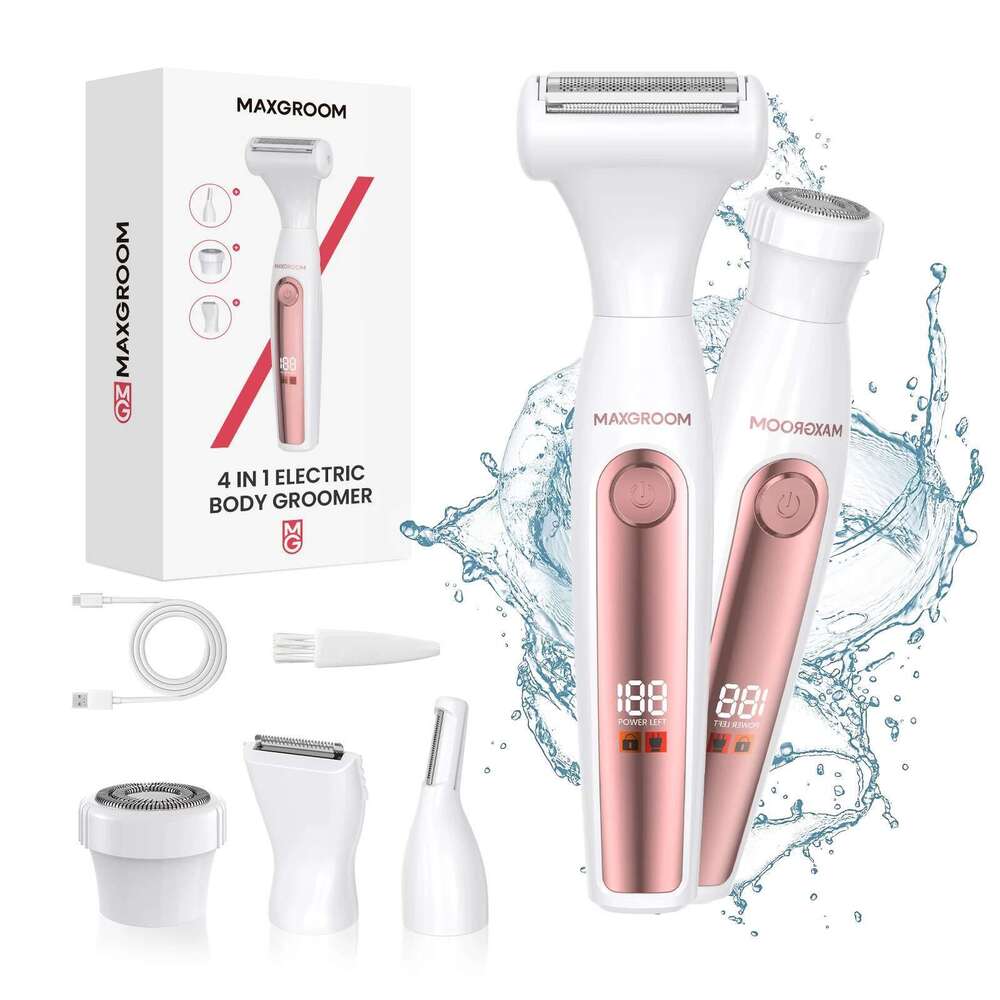 MAXGROOM 4 In 1 Electric Shaver For Women Bikini Trimmer Facial Mustache Shavers Body Underarms Legs Portable Painless Epilator