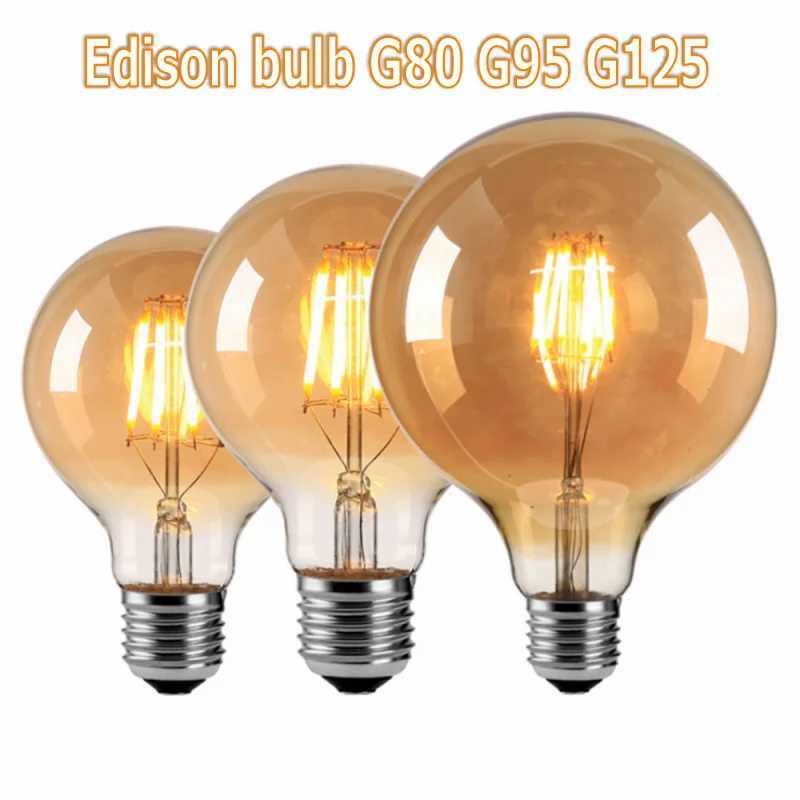 Retro COB Glass Bulb E27 220V 8W 40W G80 G95 G125 Ampoule Vintage Edison bulb Incandescent Lamp Filament Light Bulb Home Decor C251115
