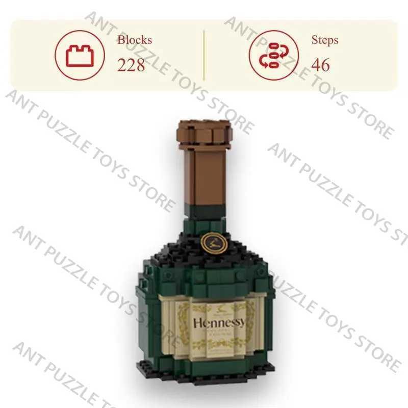 Building block whiskey bottle simulated grape wine bottle assembly building block creative building block decoration home decoration M250415