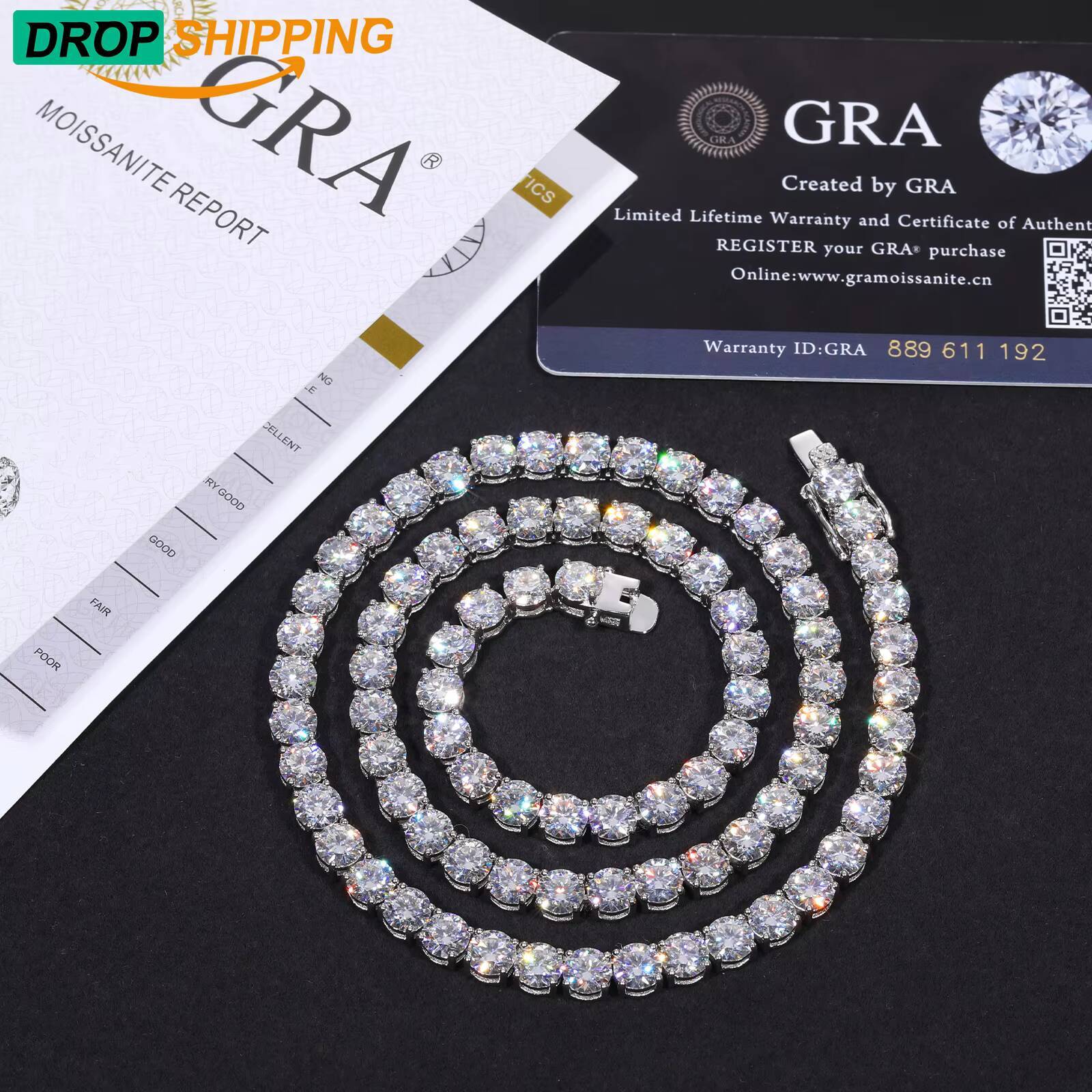 Dropshipping Pass Diamond Tester D Color VVS Moissanite Classic Tennis Chain 925 Sterling Silver Mossanite Fashion Necklace