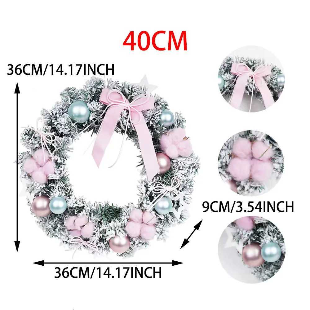 30/40cm Pink Snowflake Wreaths Holiday Decorations Wreaths Christmas Wreaths Hanging Ornaments Christmas Atmosphere DecorationM251115