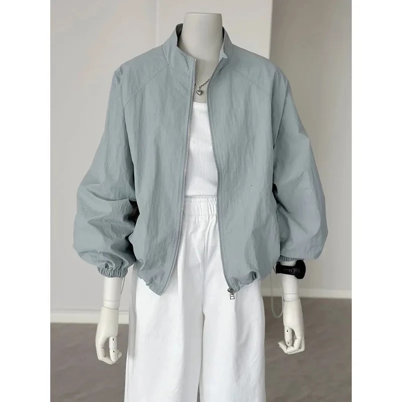 Korean Female Long Sleeved Sunscreen Jacket Spring Summer Women Leisure Sports Jacket Coat Solid Color Thin Style Ladies Outwear 250414