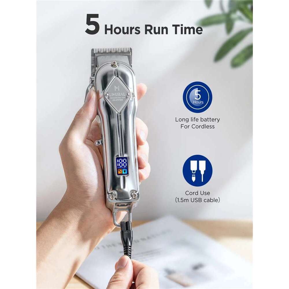 Limural Clippers For Men Professional Hair Beard Barbers Cordless Close Cutting T-Blade Trimmer Kit
