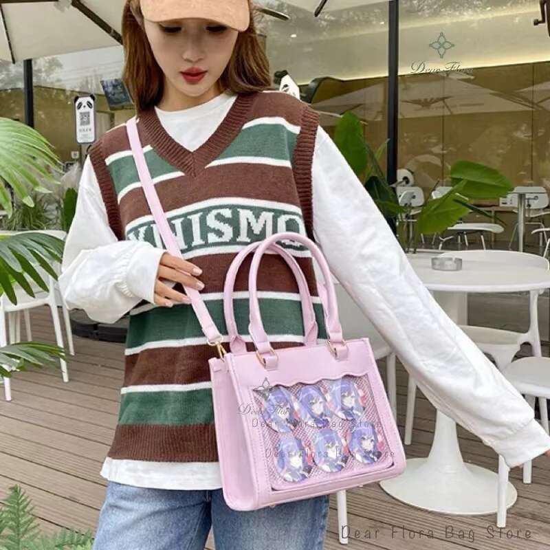 Y2k Women's Fashion Ita Sweet Girl Transparent Crossbody Bags Trendy Tote Lolita Shoulder Bag DIY Display Handbag Purses