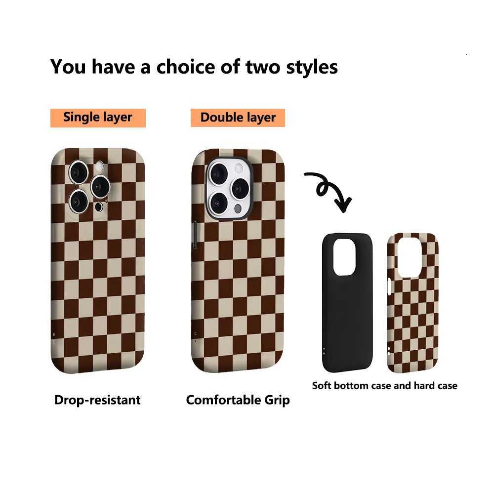 Brown and Beige Checkerboard IPhone17 Must-Haves Phone Case for IPhone 17 16 15 14 13 12 11 Pro Max Plus Double-layer Back Cover H251115