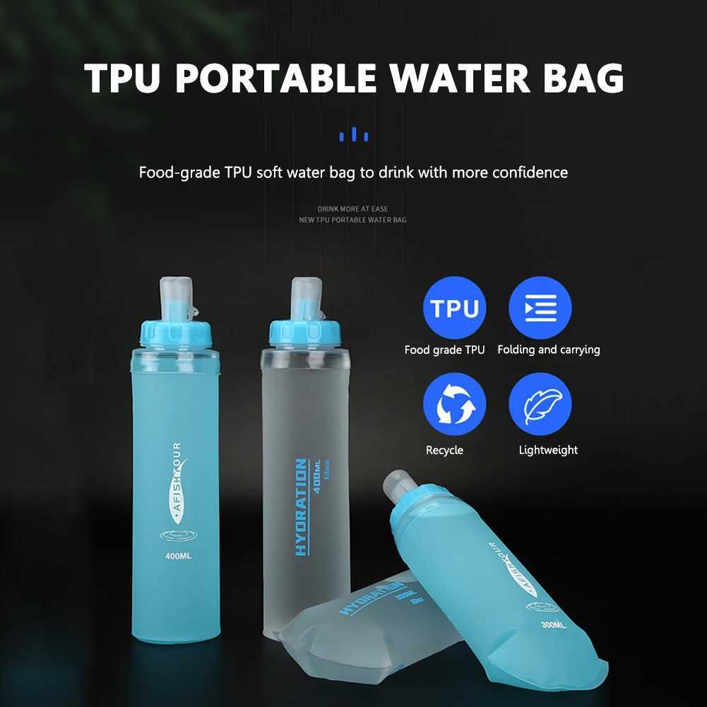 400ml Soft Flask Folding Collapsible Water Bottle TPU BPA Free Water Tank Bag For Running Hydration Pack Bag For Camping HikingW251114