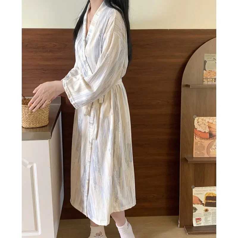Robes Sexy Simple Casual Dressing Gown Spring Summer Women Gauze Loose Long Bathrobe Nightdress Cardigan Large Size Long Sleeve C251115
