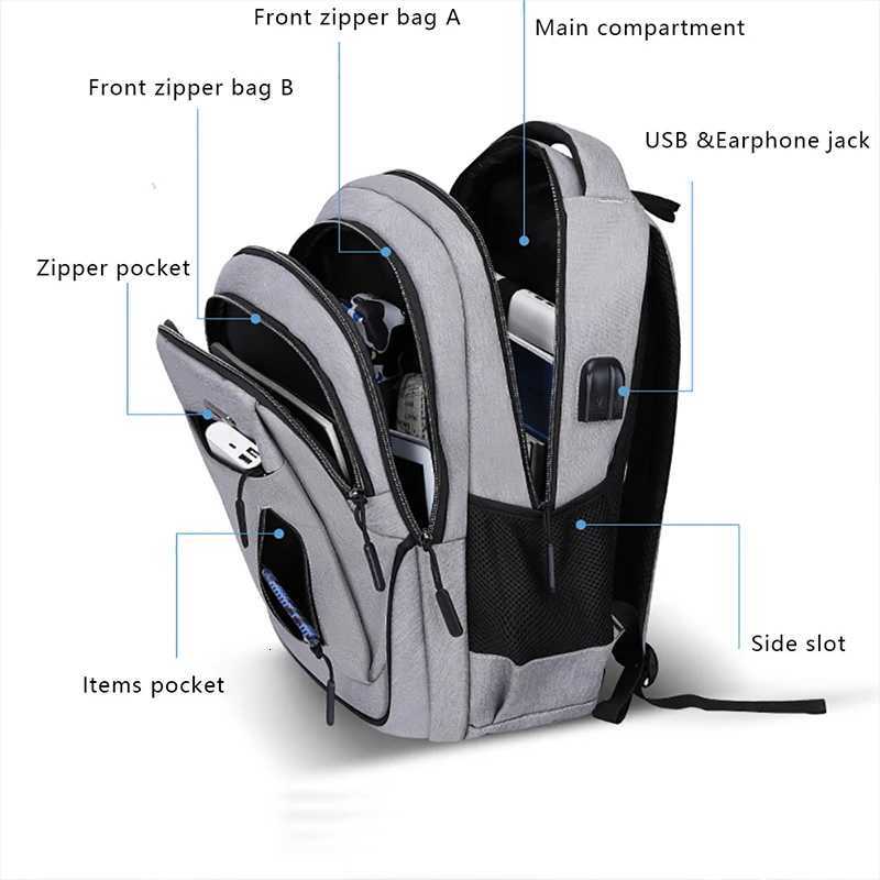173Large Capacity Backpack Men Laptop Backpacks Oxford Black Solid High School Bags Teen College Boy Gril Student BackpackW251114