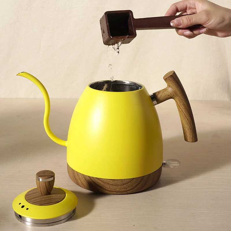 1000ML Electric Kettle Gooseneck Hand Brew Coffee Pot 1350W Slender Fine-mouth Jug 304 Stainless Steel Teapot Kettles 220V Y251114