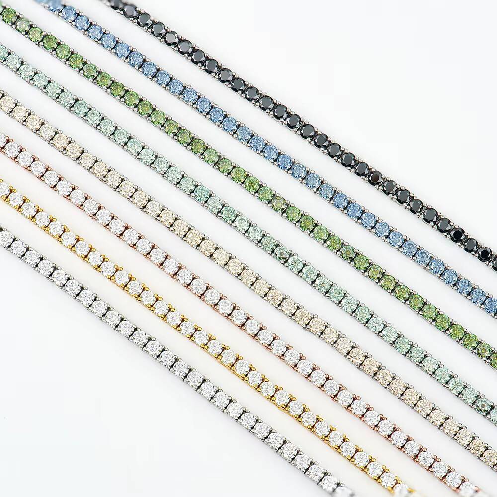 Luxury Mens Womens Hip Hop Tennis Chain Necklace Fine 2MM-5MM Lab Diamond S925 Silver VVS Moissanite Iced Jewelry