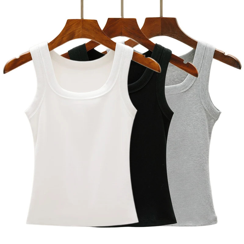 3piece cotton vest paired with summer ultrathin fit clothing simple version basic breathable womens top 250414Z