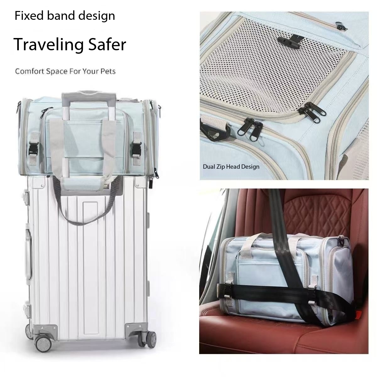 Pet aviation soft with bidirectional expansion, large capacity bag, portable for outdoor use, can be carried on the plane, single shoulder crossbody c