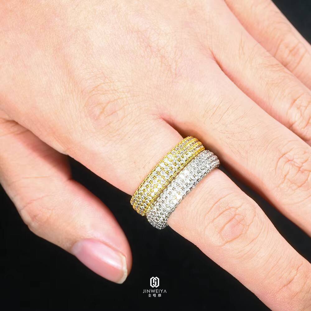 High-quality Wedding and Engagement Hip-hop Jewelry Zircon 925 Sterling Silver Rings Couple Rings for Men and Women