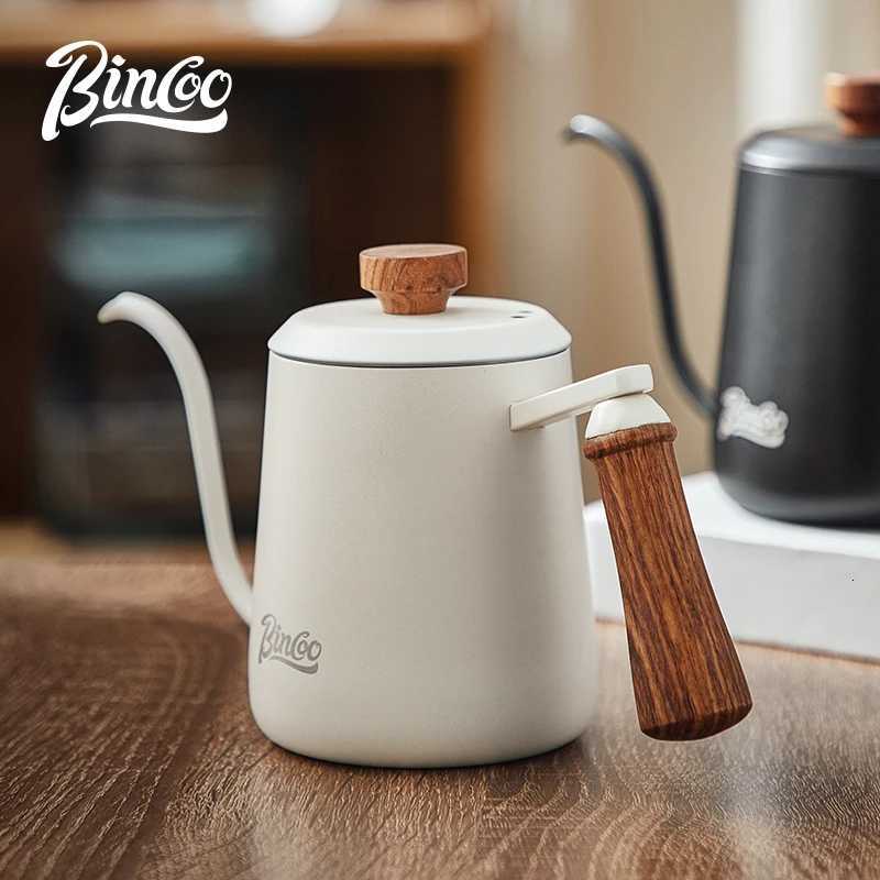 Bincoo 350ml 600ML Hand Brewed Coffee Pot 304 Stainless Steel Goose Neck Wooden Handle Brewing Kettle Home Kitchen Barista Tools Y251114