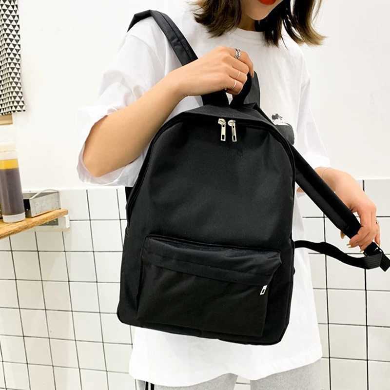 Korean Fashion Solid Backpack Student Schoolbag Women Men Large Capacity Travel Bag Fashion BackpackW251114