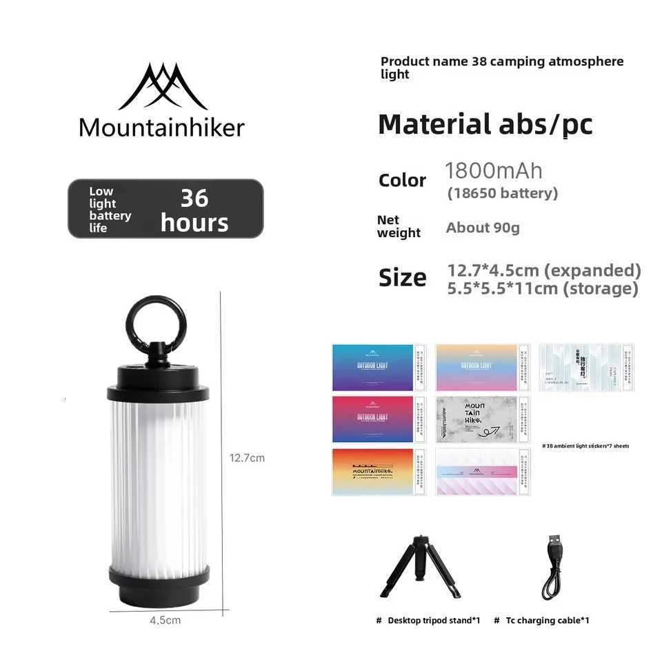 1800mAh 38-KT 38 Light With Bracket USB Rechargeable Camping Lanterns Outdoor Tent lamp Powerful Mini LED Flashlights Camp Light M251115