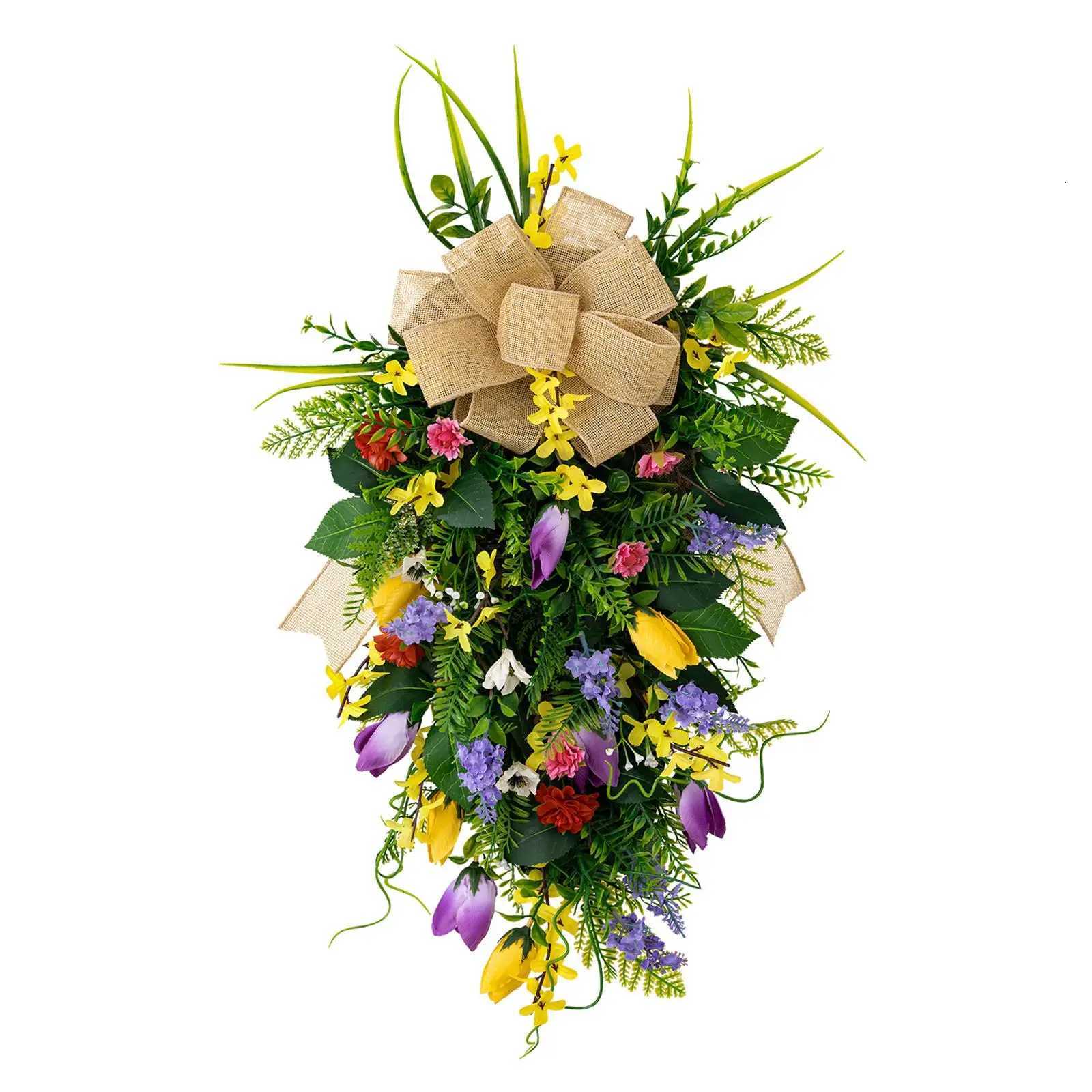 Wedding Tulips Swag Spring Ornament Summer Spring Teardrop Swag Greenery Garland for Hotel Housewarming Home Yard ApartmentM251115