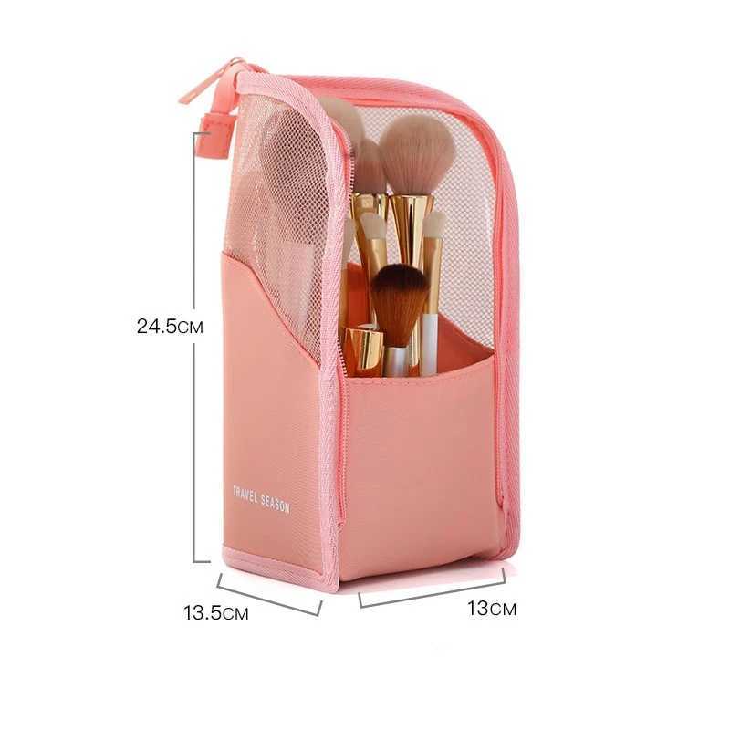 1 standing makeup bag womens transparent zipper makeup bag travel womens makeup brush holder makeup bagXJ250415
