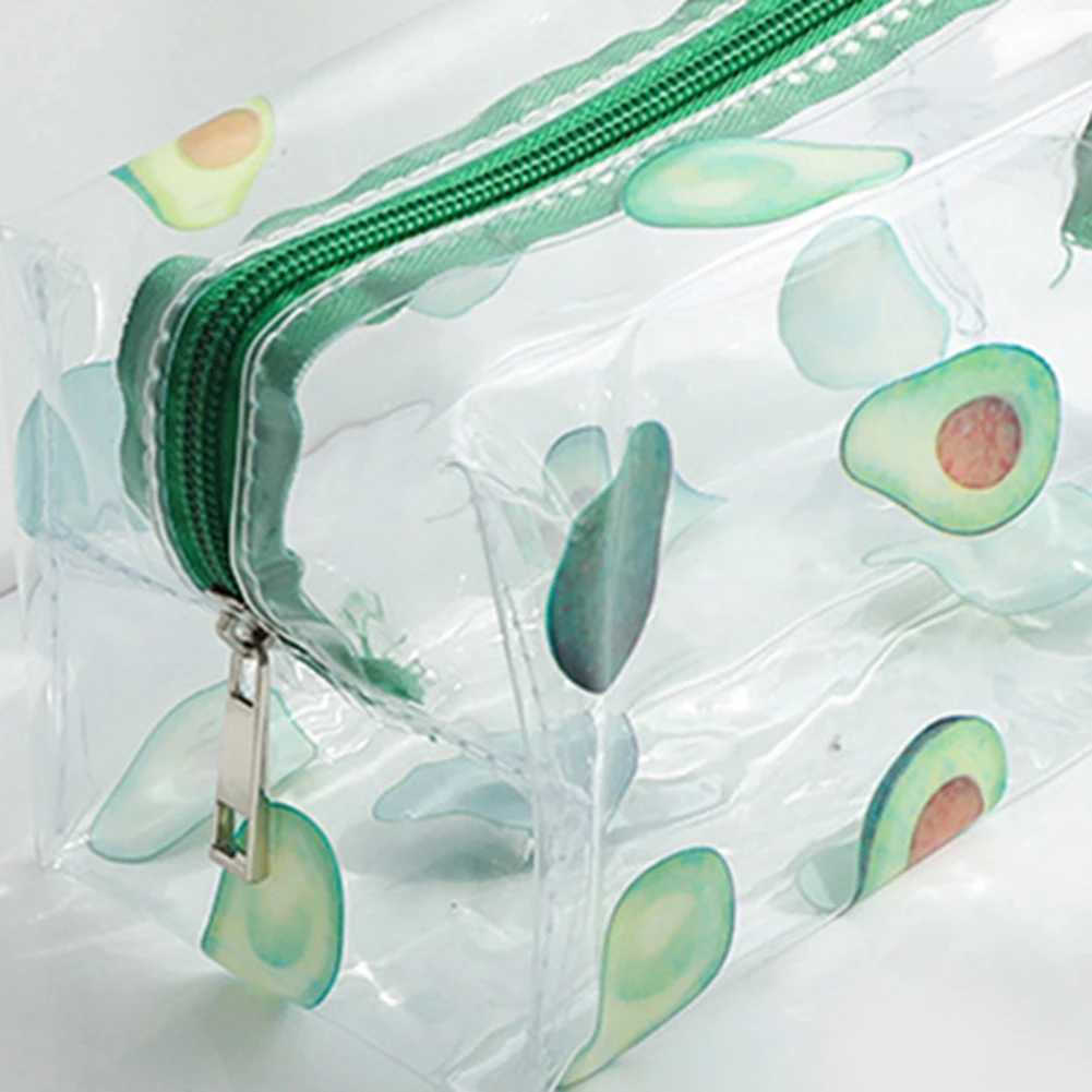 Transparent PVC Cosmetics Organizer Transparent Fruit Avocado Makeup Bag Waterproof Multi functional Womens Pen Storage BoxXJ250415