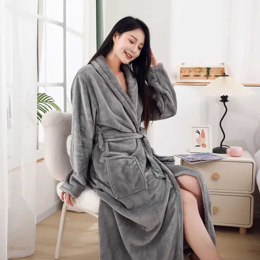 Thicken Flannel Pajama Sleepwear Women Winter Home Clothes Floral Print Fuzzy Coral Middling Couples Bath Gown Robe Sleepwear Wa C251115