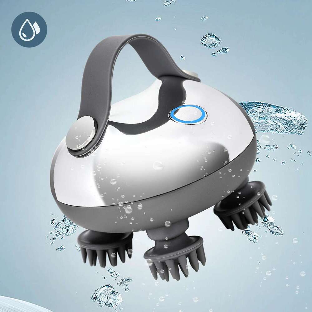 Portable Head Massager with 8 Silicone Massage Heads Scalp Kneading Vibrating Device USB Charging for Hair Growth Stress Relax