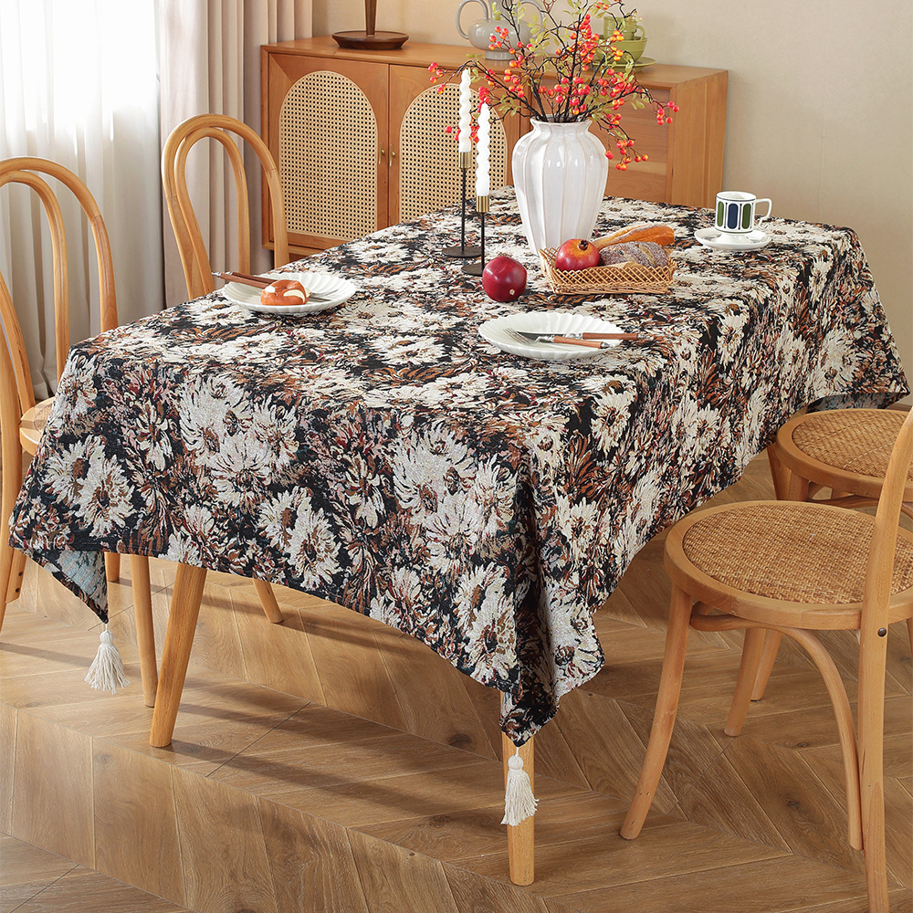 A771 Pastoral oil painting decorative cover table cloth coffee table cloth rectangular jacquard table cloth spot