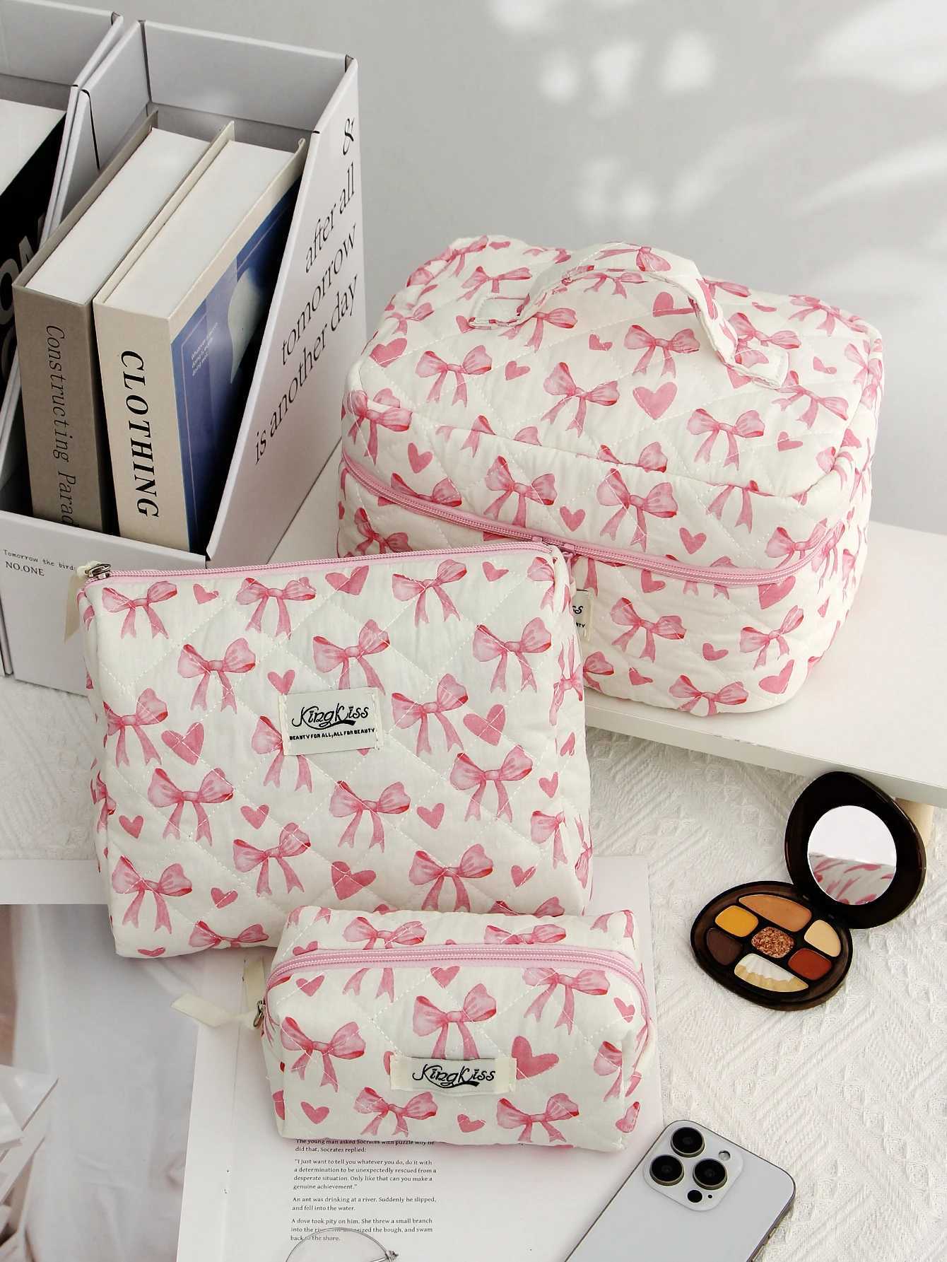 Butterfly pattern makeup bag set cute makeup bag large capacity travel toilet organizer bag zipper makeup organizer bagXJ250415