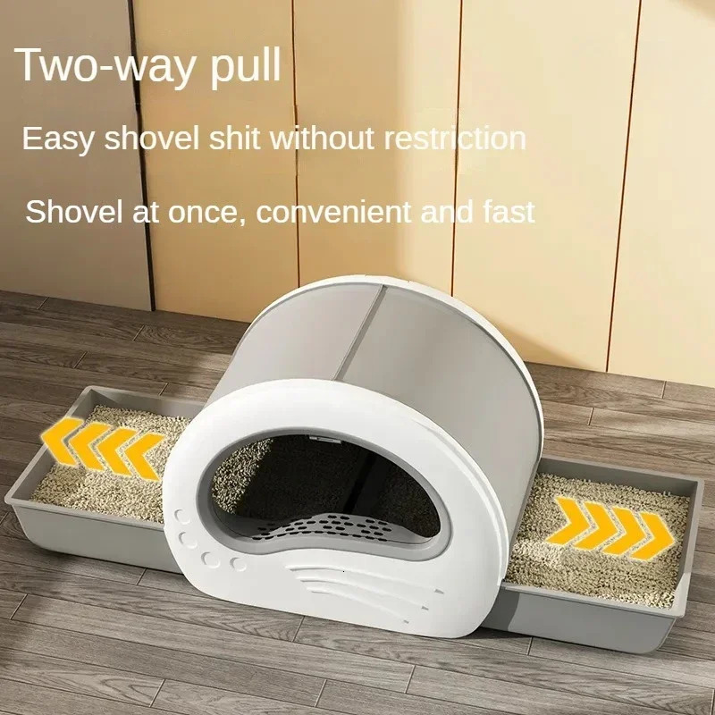 Pet Sand Box Closed Deodorant Cat Litter Box Capsule Modeling Drawer n Cat Toilet UV Sterilizing Litter Tray For Cat pet 250414