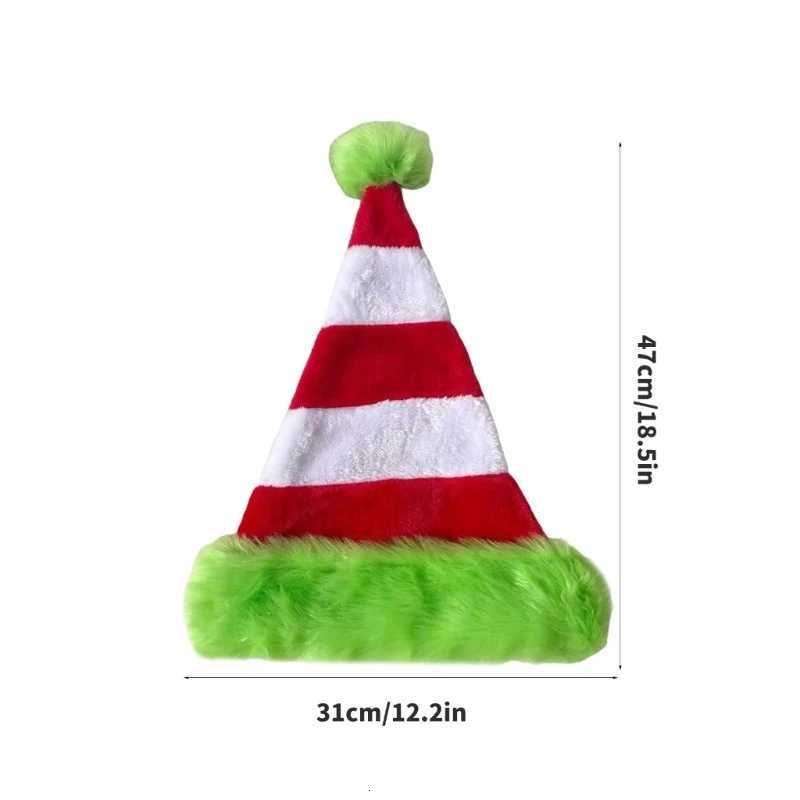 Festival Christmas Santa Hats Striped Plush Santa Caps Holiday Celebration Party Accessory Headwear for Family Wholesale Y251115