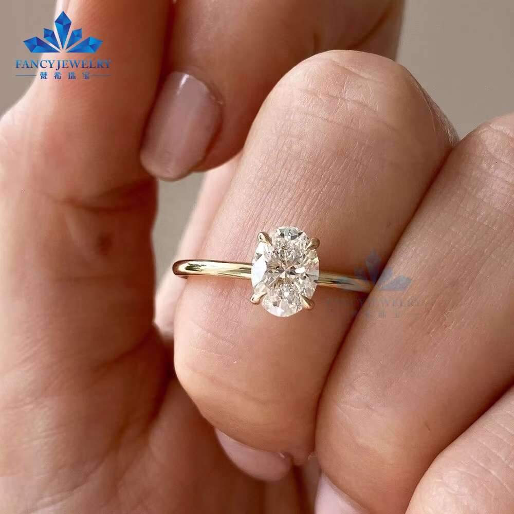 S925 Sterling Silver 18K Solid Gold Elegant Engagement VVS Moissanite Ring Fashionable Moissanite Jewelry