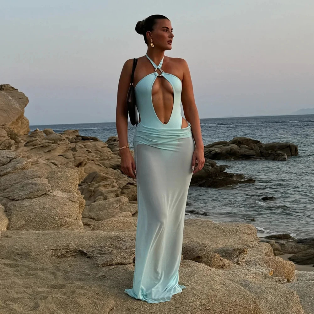 Two Pieces Hollow Out Swimsuit With Cover Up Sexy Swimwear Women Bikini Female Swimming Suit Long Skirt Bodysuit Beachwear 250410