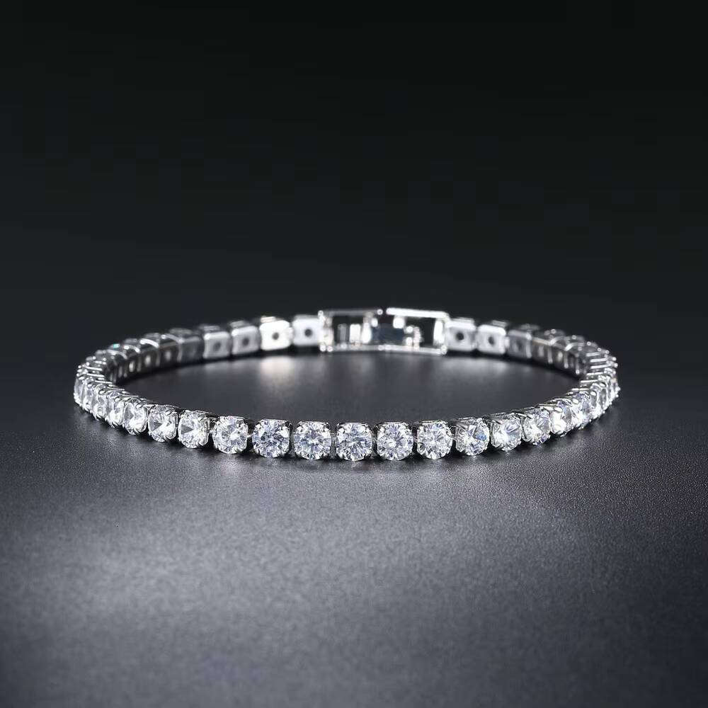 New Arrivals Fashion 8Mm 925Sterling Silver Black Vvs Moissanite Diamond Luckyfour Leaf Clover Tennis Bracelet