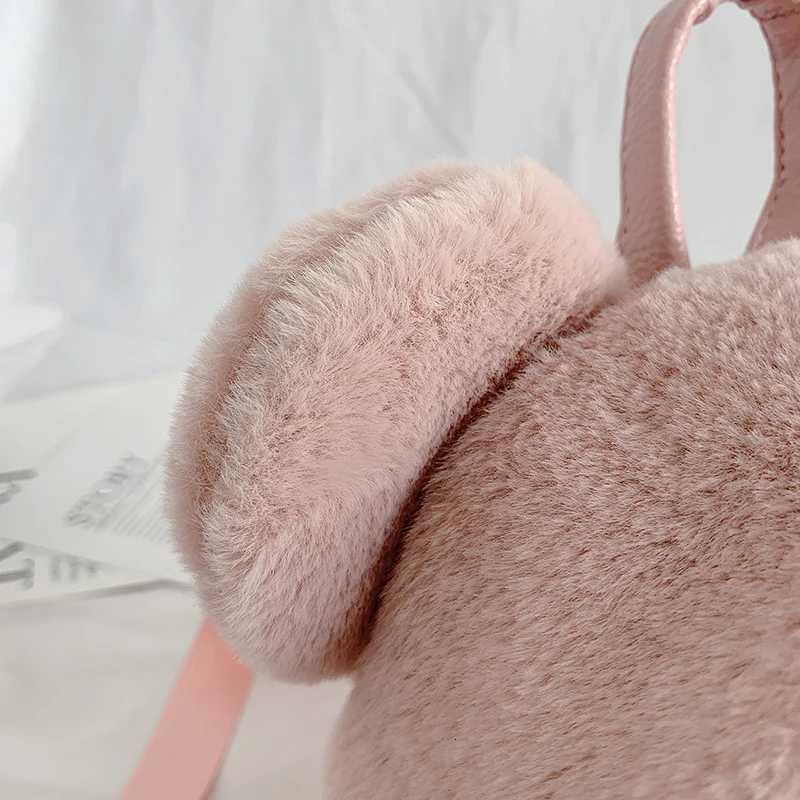 Bear Ears Plush Women Backpack Faux Fur Shoulders Bag Cute Furry Women Bag Mini Girl Backpacks NEW Winter Bags For Women 2020W251114