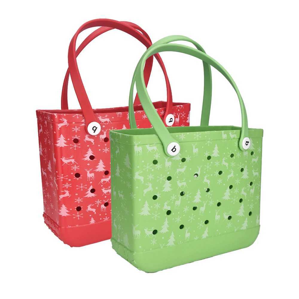 Solid Fashion Hole Durable Beach Bag Christmas Rubber Handbag Beach Boat Swimming Sports Shopping Portable Holiday Party Eva Han W250415