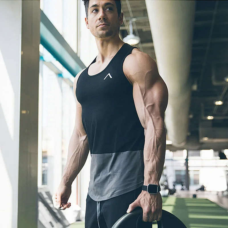 Mens summer casual sleeveless shirt fitness vest gym running exercise single piece underwear mens clothing 250407