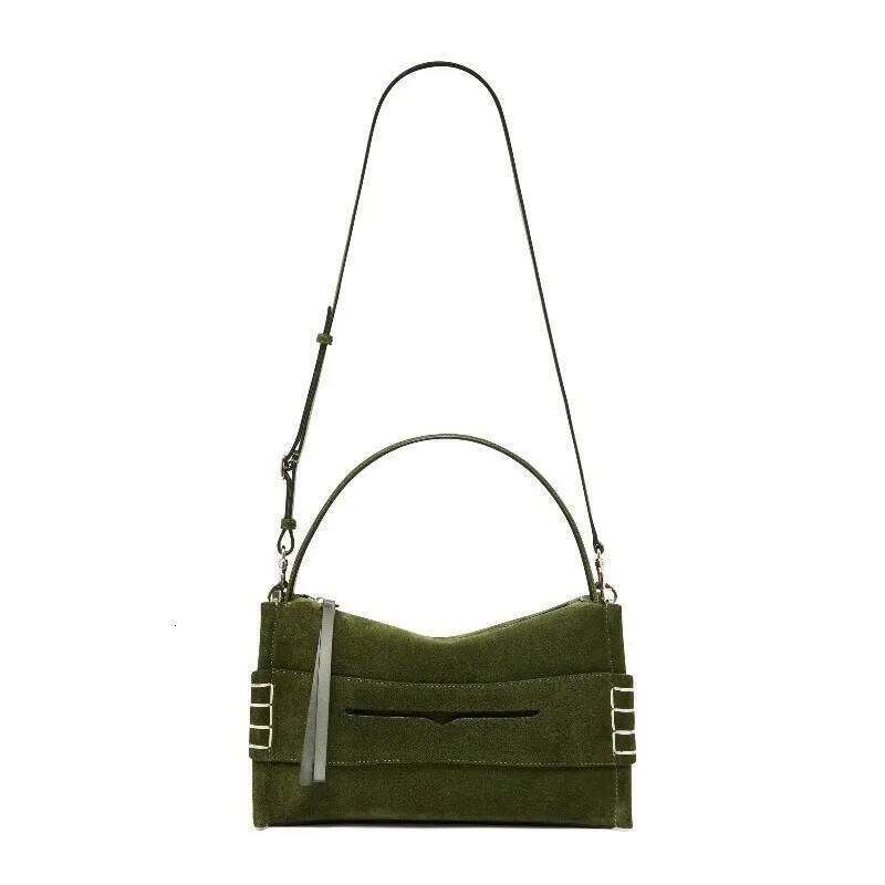 Loafer Shoulder Women 2025 Trend High Quality Faux Suede Olive Green Handbag New Fashion Luxury Brand Designer Crossbody Bag