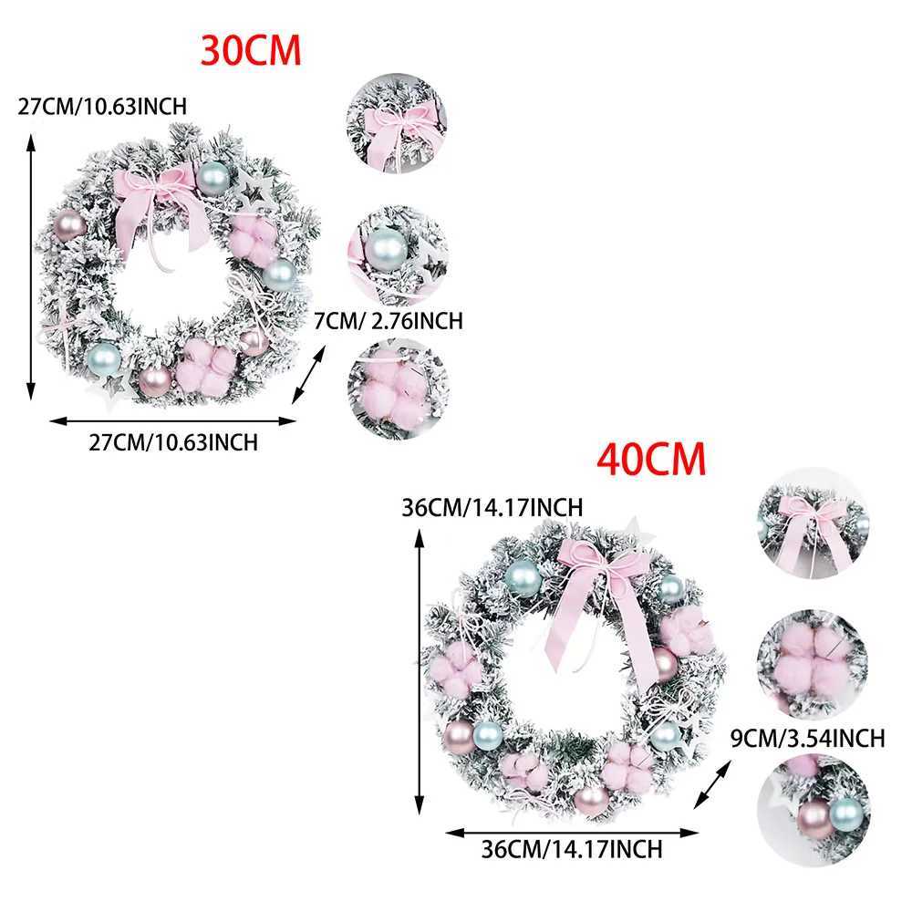 30/40cm Pink Snowflake Wreaths Holiday Decorations Wreaths Christmas Wreaths Hanging Ornaments Christmas Atmosphere DecorationM251115