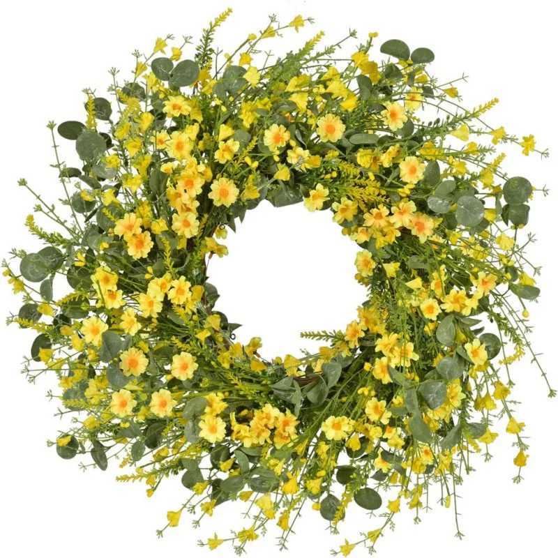 Artificial Flower Daisy Wreath Wedding Party Home Gardening Flower Decor Lavender Fake Flower Wreath Festive Supplies 45cmM251115