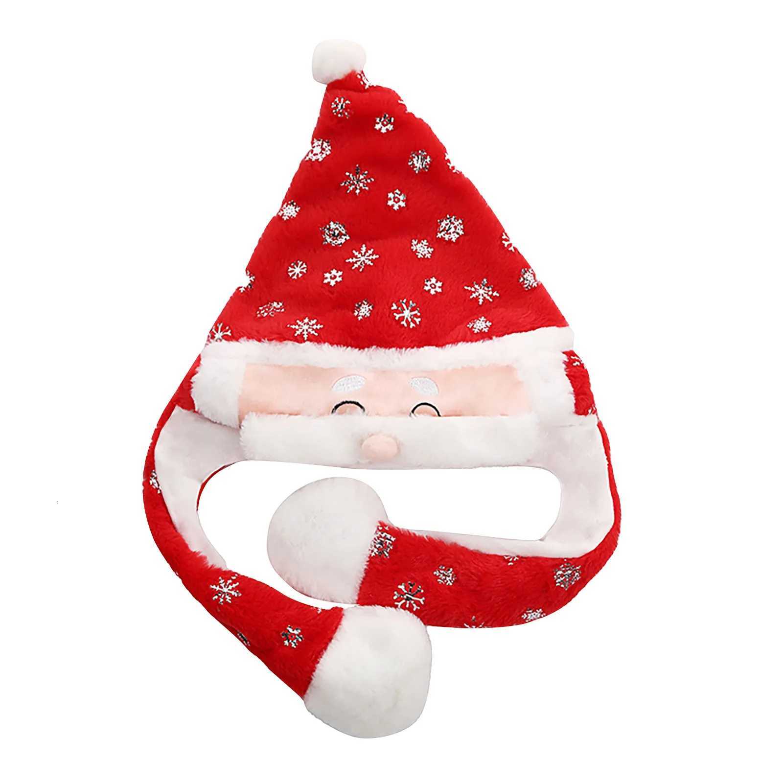 Moving Christmas Reindeer Ears Hat Hand Pinching Ear To Move Santa Claus Beard Cap Funny Gift For Women Kids Plush Y251115