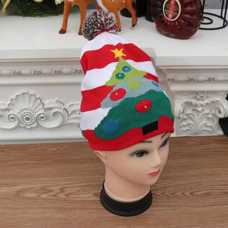 LED Christmas Knitted Hat Light Up Xmas Beanie Cap Unisex Winter Beanie Sweater Hat With Colorful LEDs For Christmas New Yea Y251115